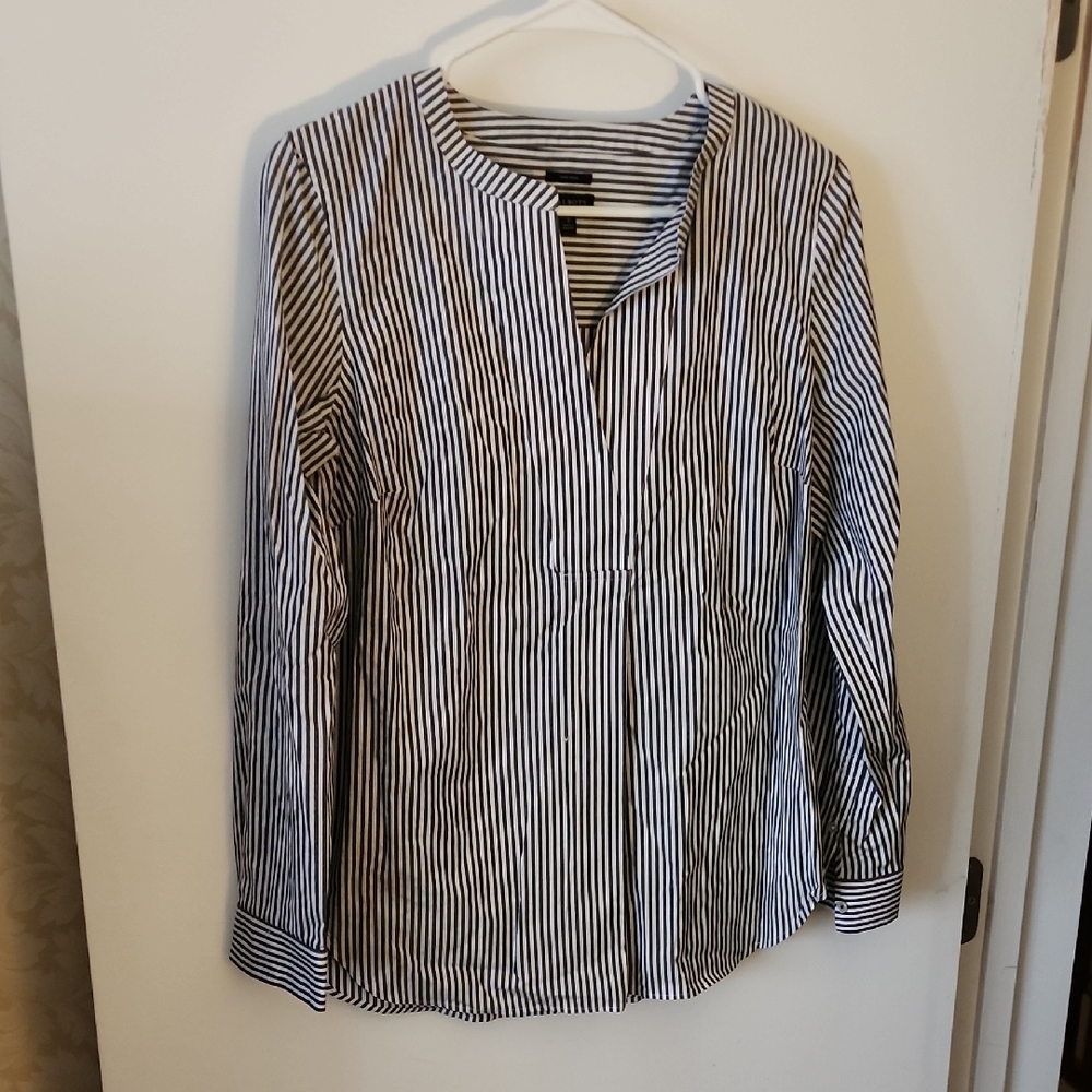 Talbots Black and White Striped Top